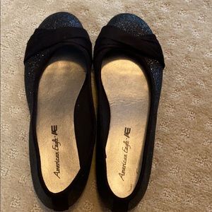 Payless American Eagle Black Glitter Ballet Flats